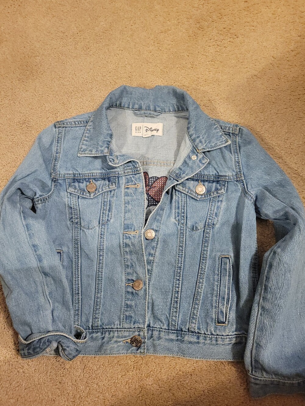 Gap Girls' Light Blue Denim Jacket with Minnie Mouse Embroidery - Picture 2 of 3